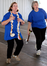 Sue and Deb do the Hokey Pokey